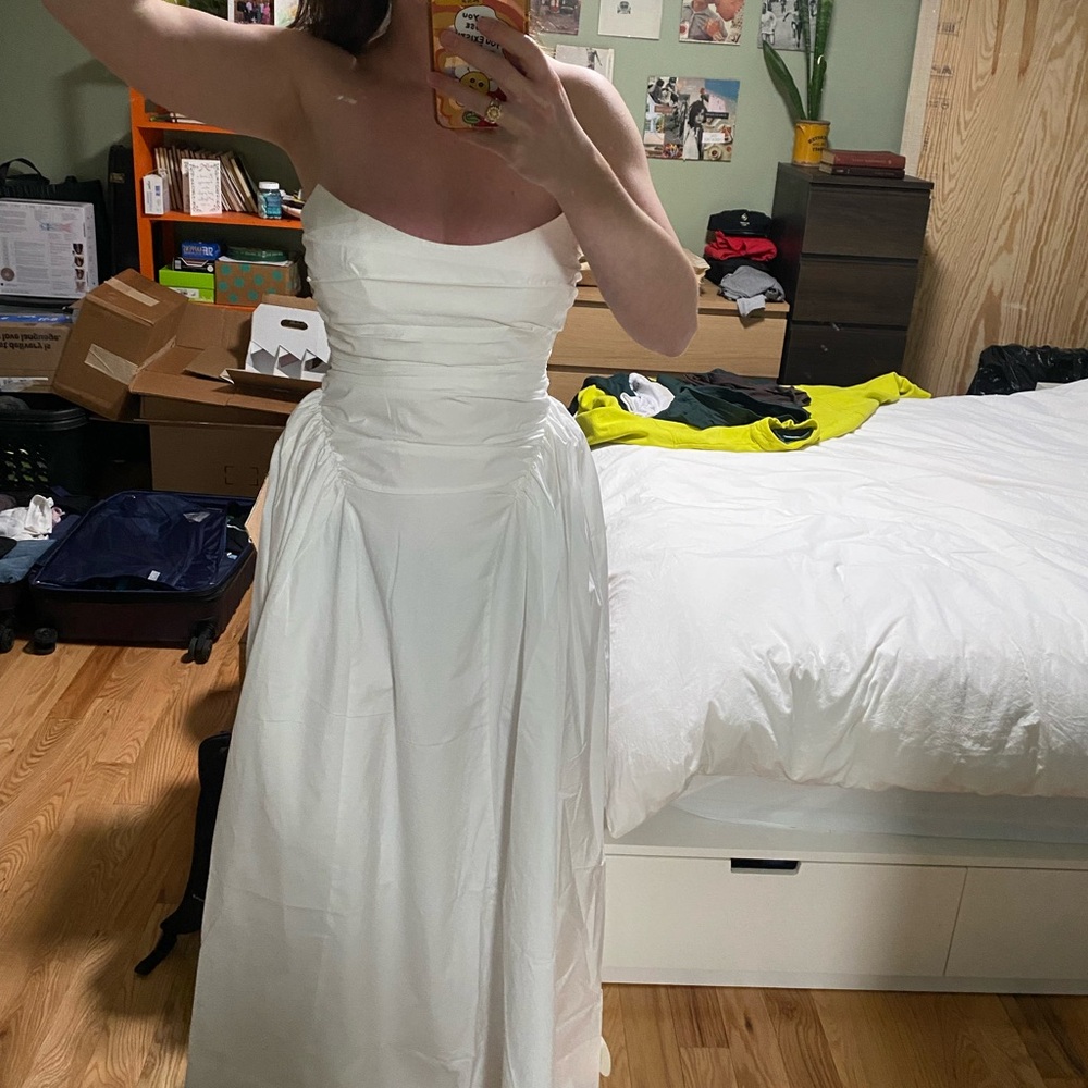 Shona Joy White Strapless Dress